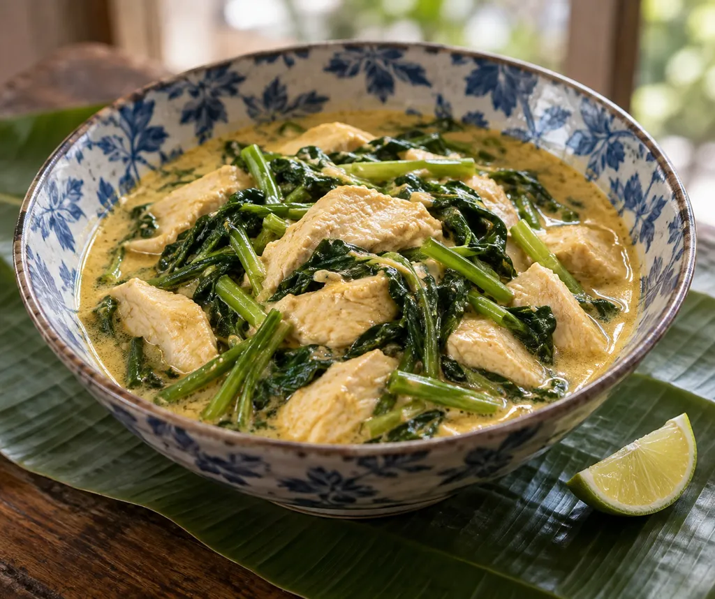 鶏むね肉と空心菜のココナッツ煮の完成イメージ