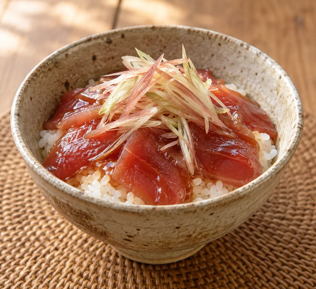 まぐろとかいわれ大根の海鮮丼の完成イメージ