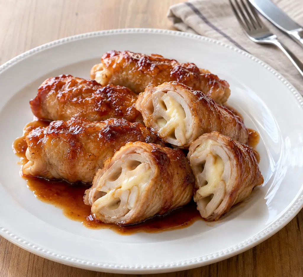 豚ロースとれんこんのチーズ巻き焼きの完成イメージ