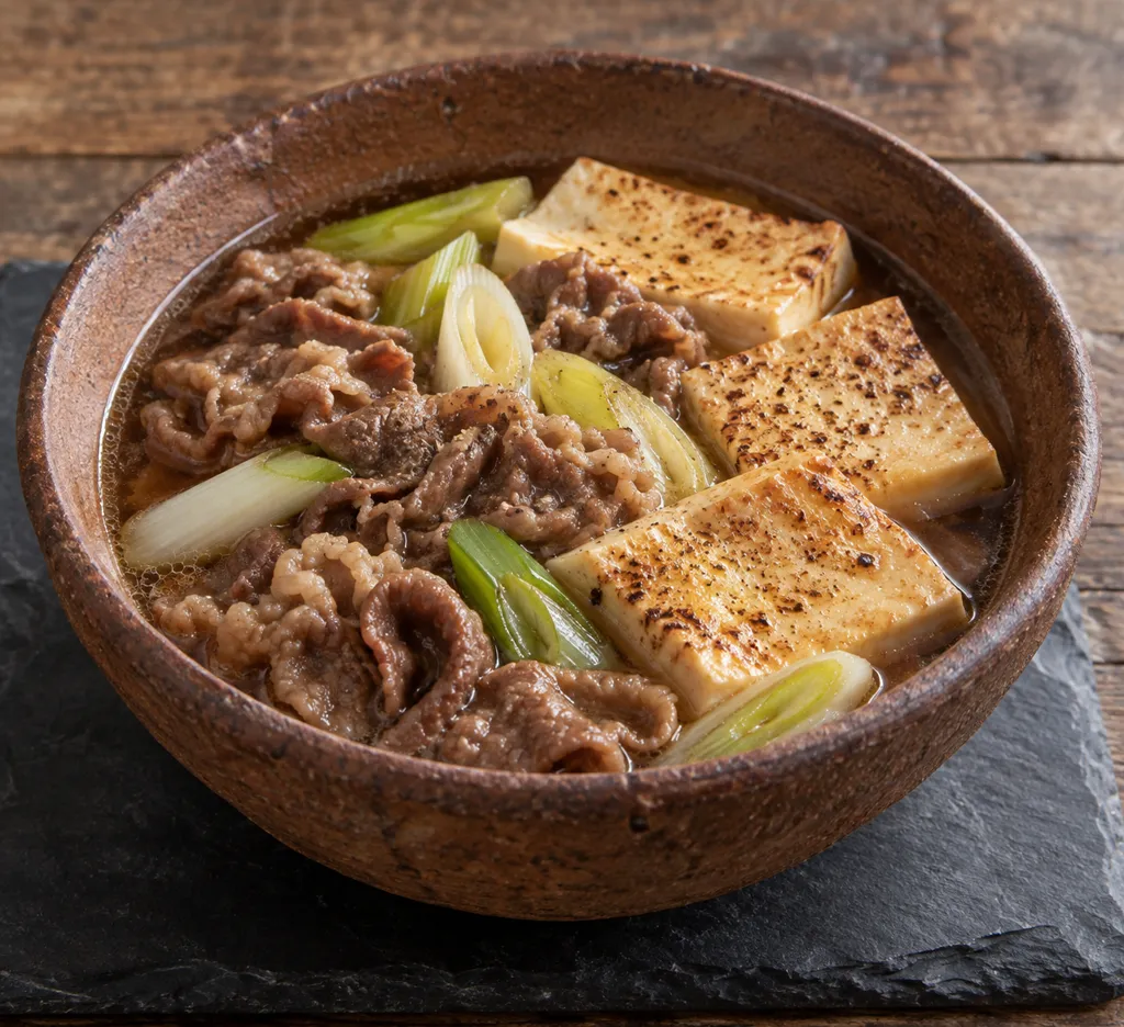 牛薄切り肉と焼き豆腐の肉豆腐の完成イメージ