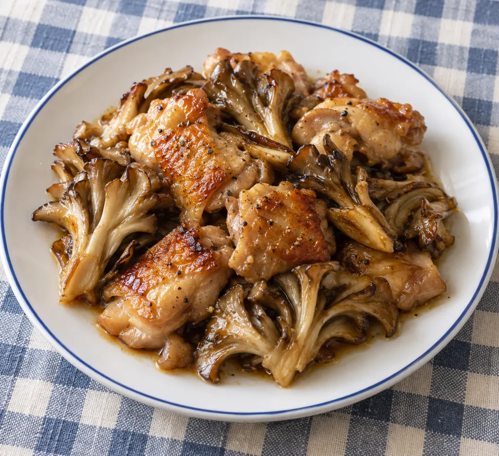 鶏もも肉とまいたけのレモン醤油焼きの完成イメージ