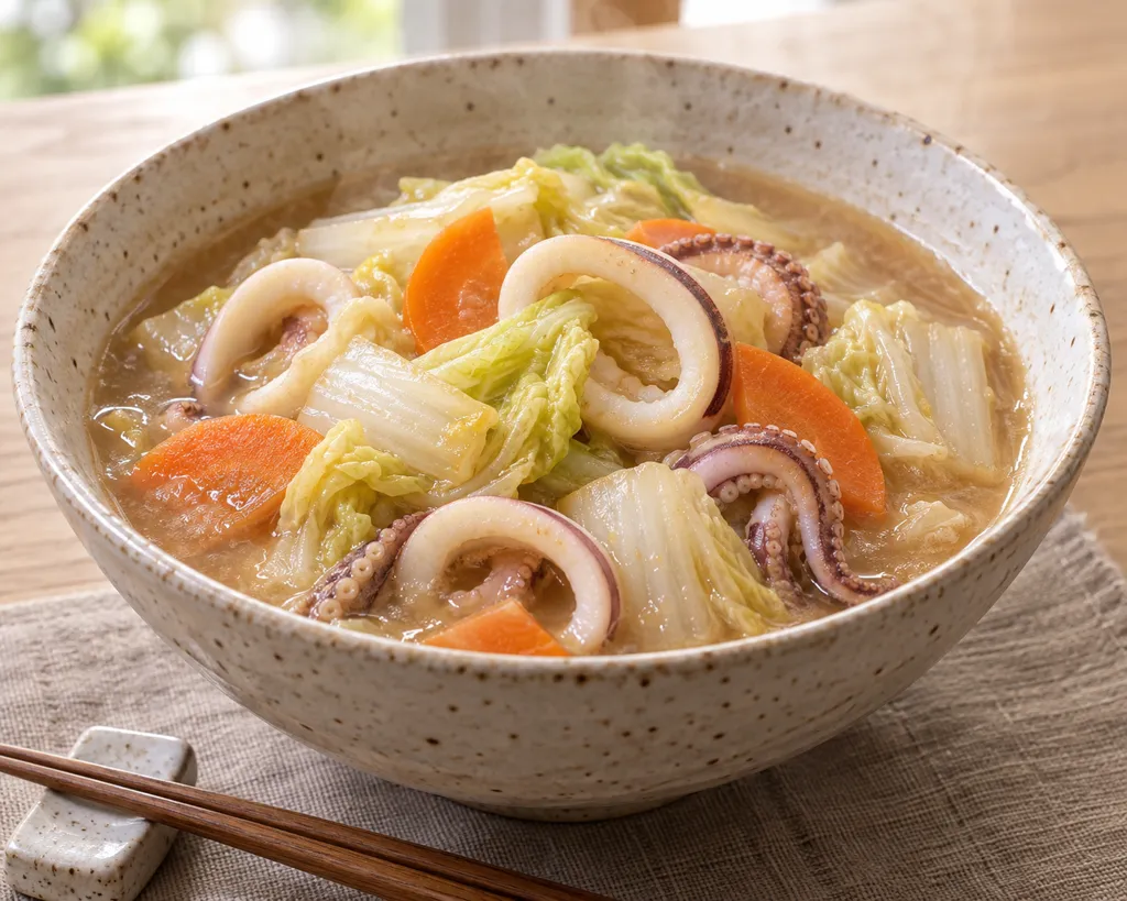いかと白菜の味噌鍋の完成イメージ