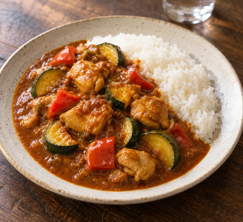 鶏もも肉とズッキーニの洋風カレーの完成イメージ