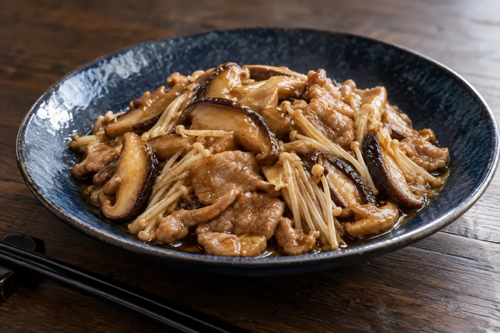 豚ヒレ肉としいたけの甘辛炒めの完成イメージ