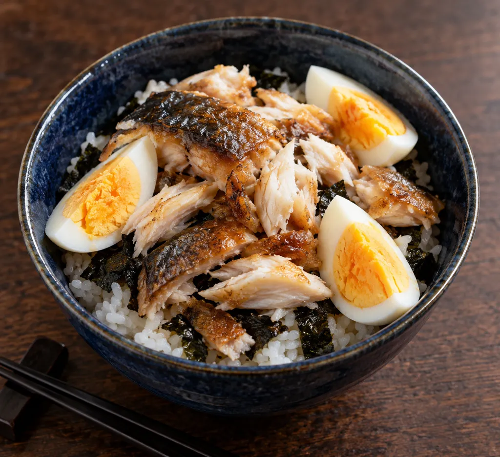 ほっけと卵ののり弁風丼の完成イメージ