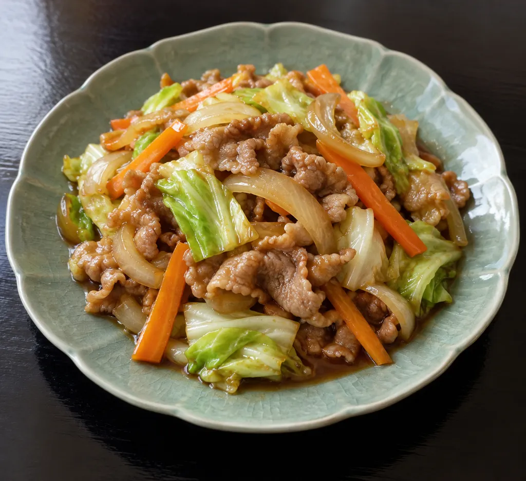 豚こま肉とキャベツの炒め物の完成イメージ