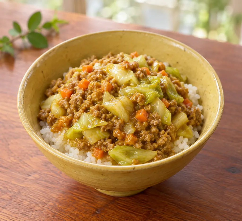 豚肉とキャベツのそぼろカレーの完成イメージ