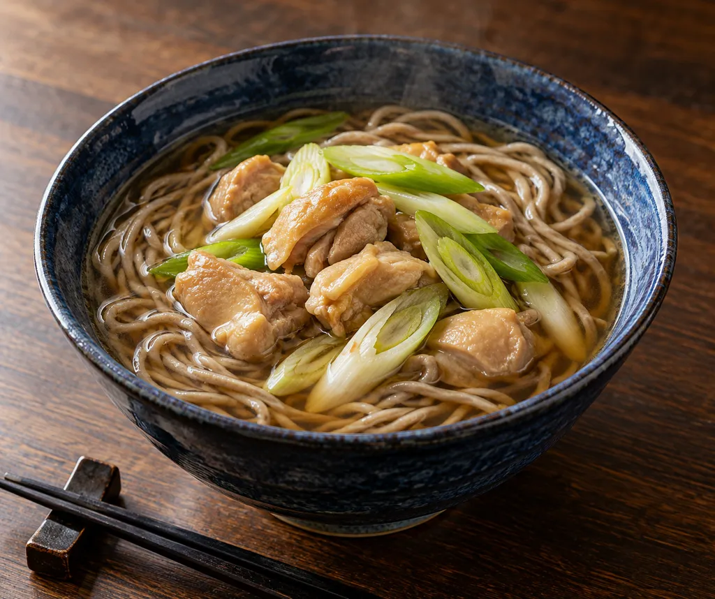 時短鶏もも肉とねぎの肉そばの完成イメージ