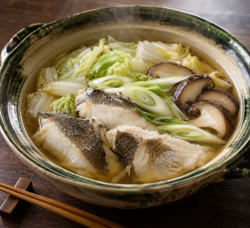 かれいと白菜の寄せ鍋の完成イメージ