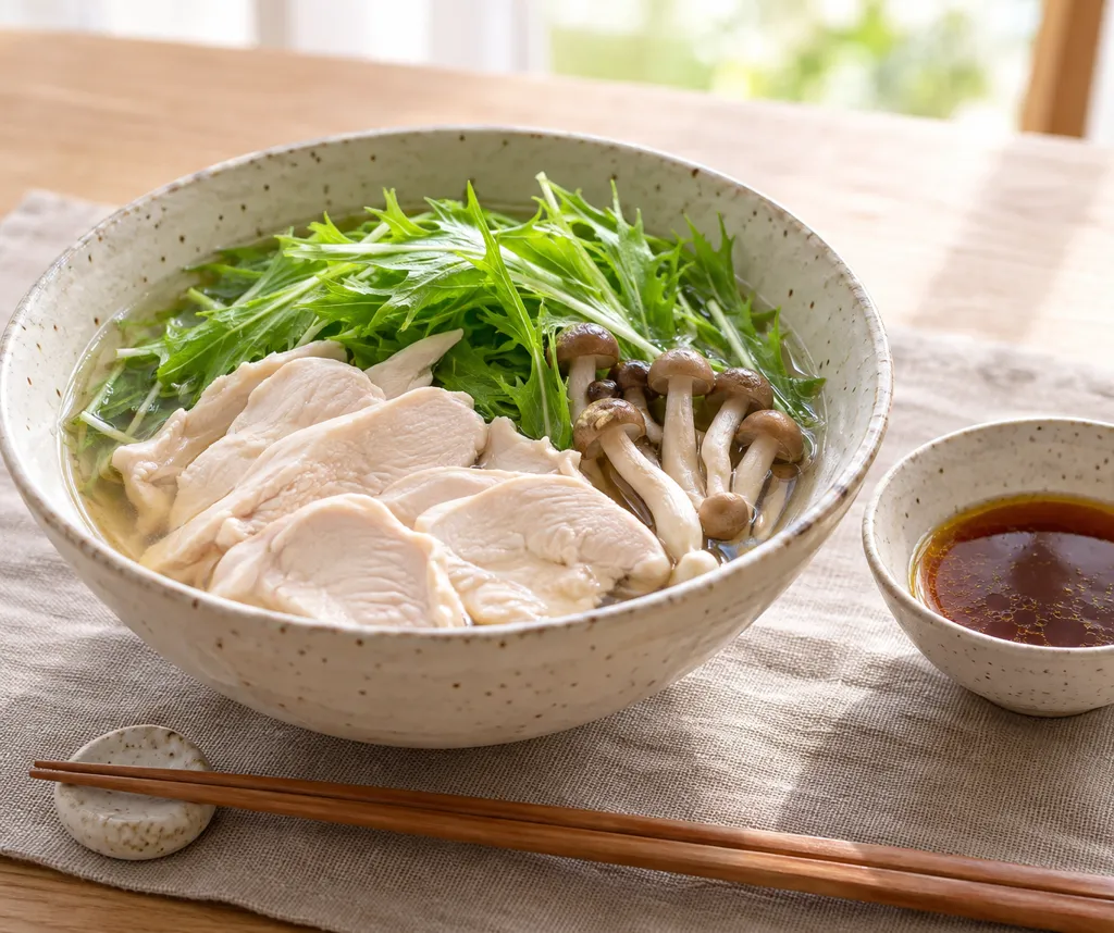 鶏むね肉と水菜のしゃぶしゃぶの完成イメージ