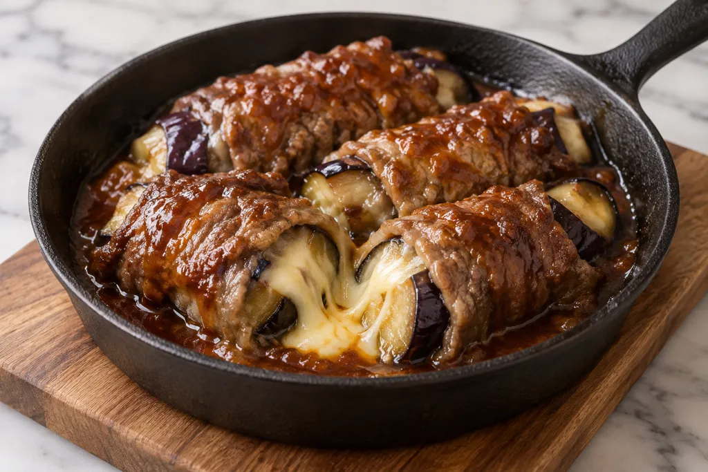 豚ロースとなすのチーズ巻き焼きの完成イメージ