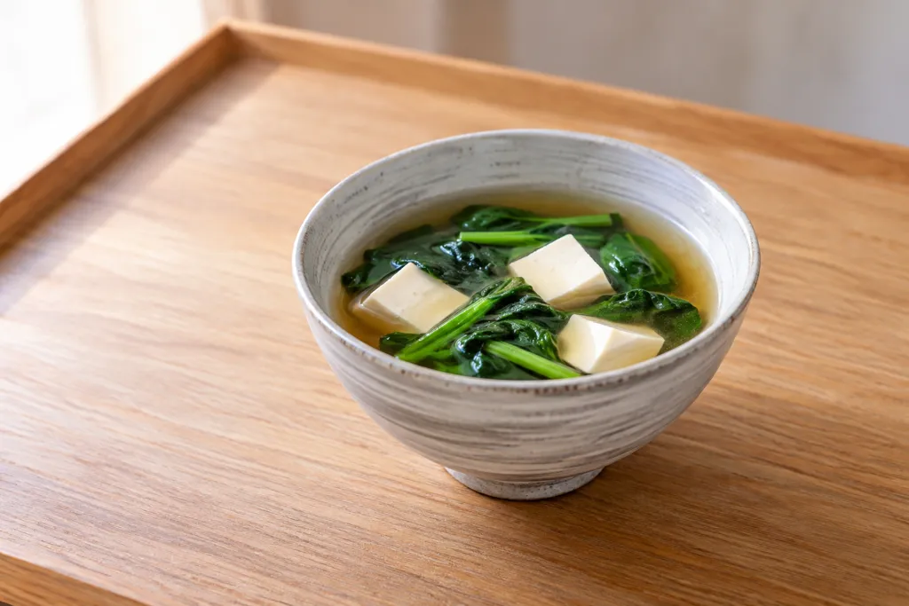ほうれん草と豆腐のすまし汁の完成イメージ