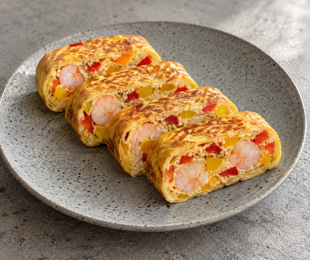 パプリカとえびの韓国卵焼きの完成イメージ