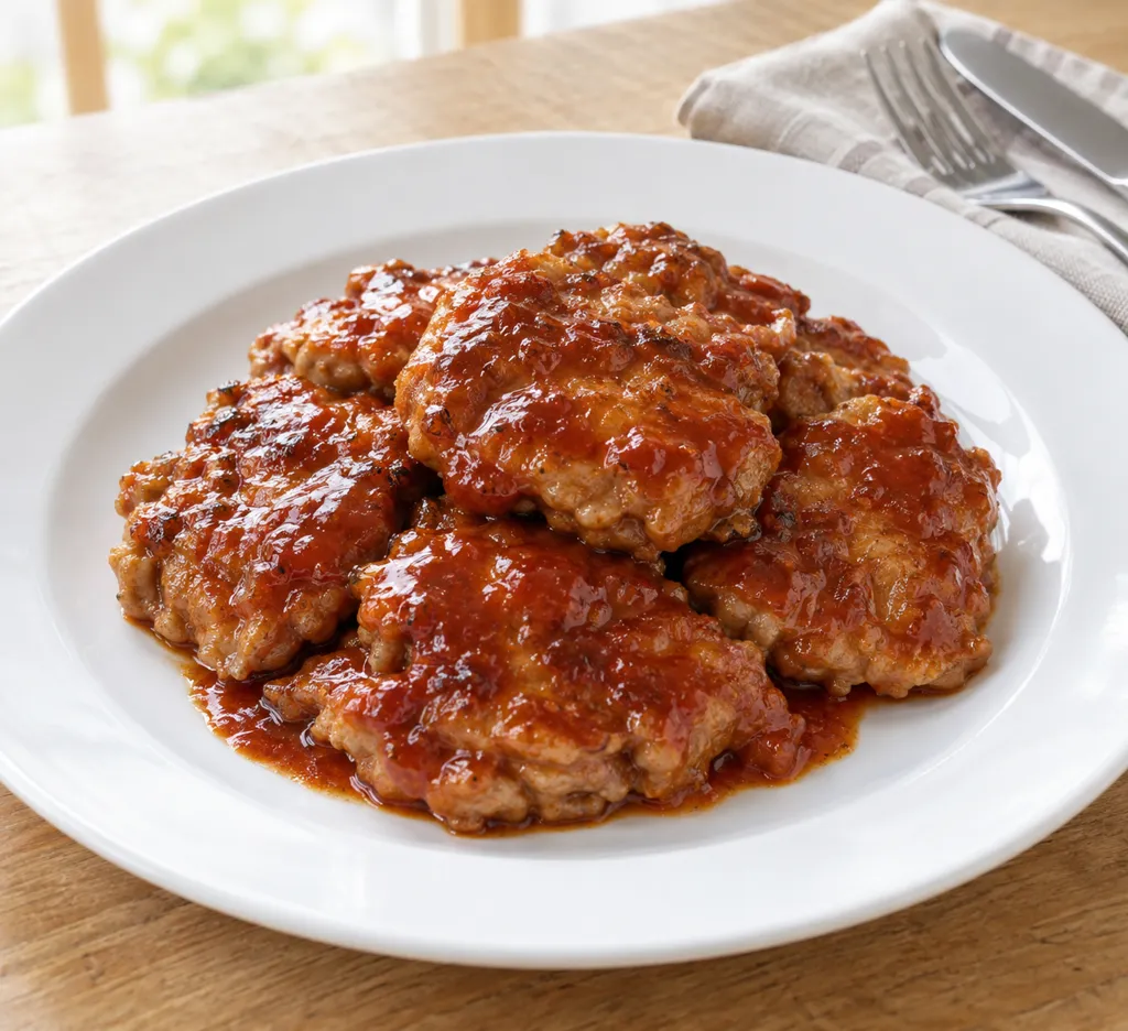 時短豚こま肉のポークチャップの完成イメージ
