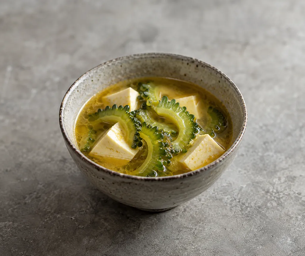 ゴーヤと豆腐のエスニック野菜汁の完成イメージ