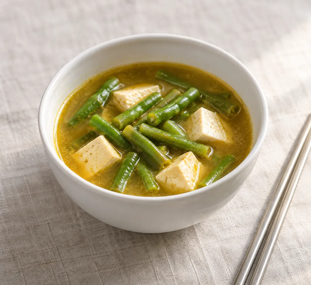いんげんと豆腐のカレー野菜汁の完成イメージ