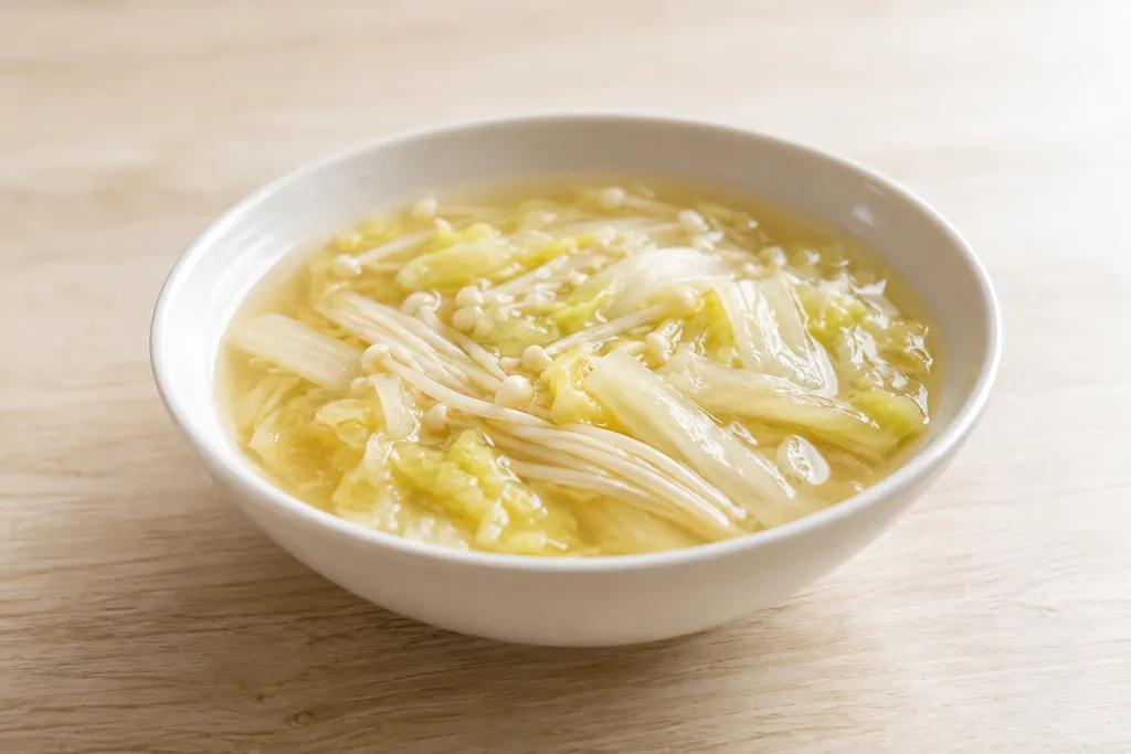 白菜とえのきのとろみ中華スープの完成イメージ