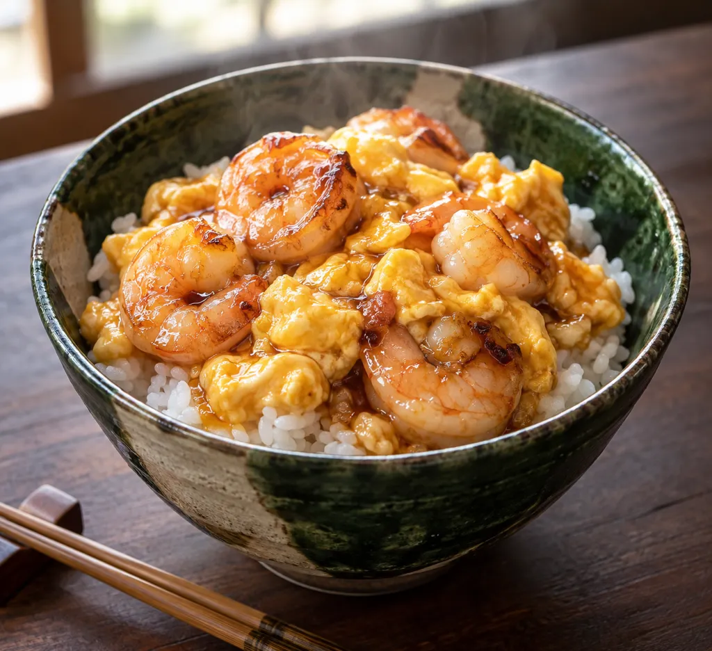 えびと卵の香ばし醤油丼の完成イメージ