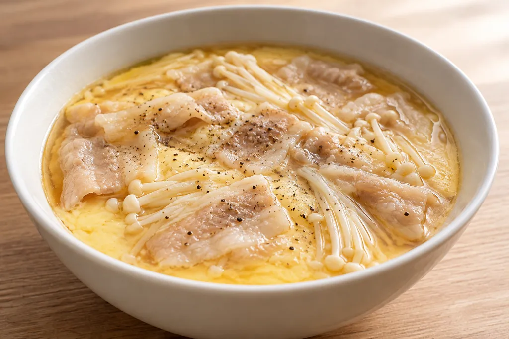 豚バラ肉とえのきの中華茶碗蒸しの完成イメージ