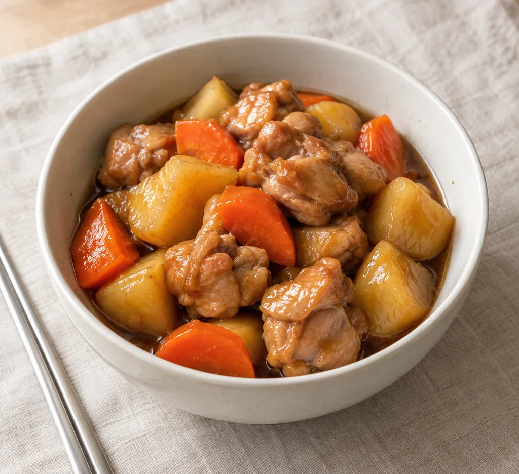 鶏もも肉とじゃがいもの甘辛煮の完成イメージ