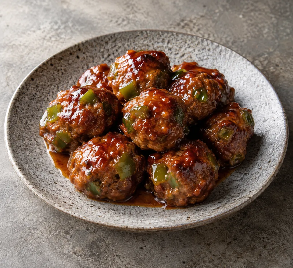 ピーマンの甘辛牛肉だんごの完成イメージ