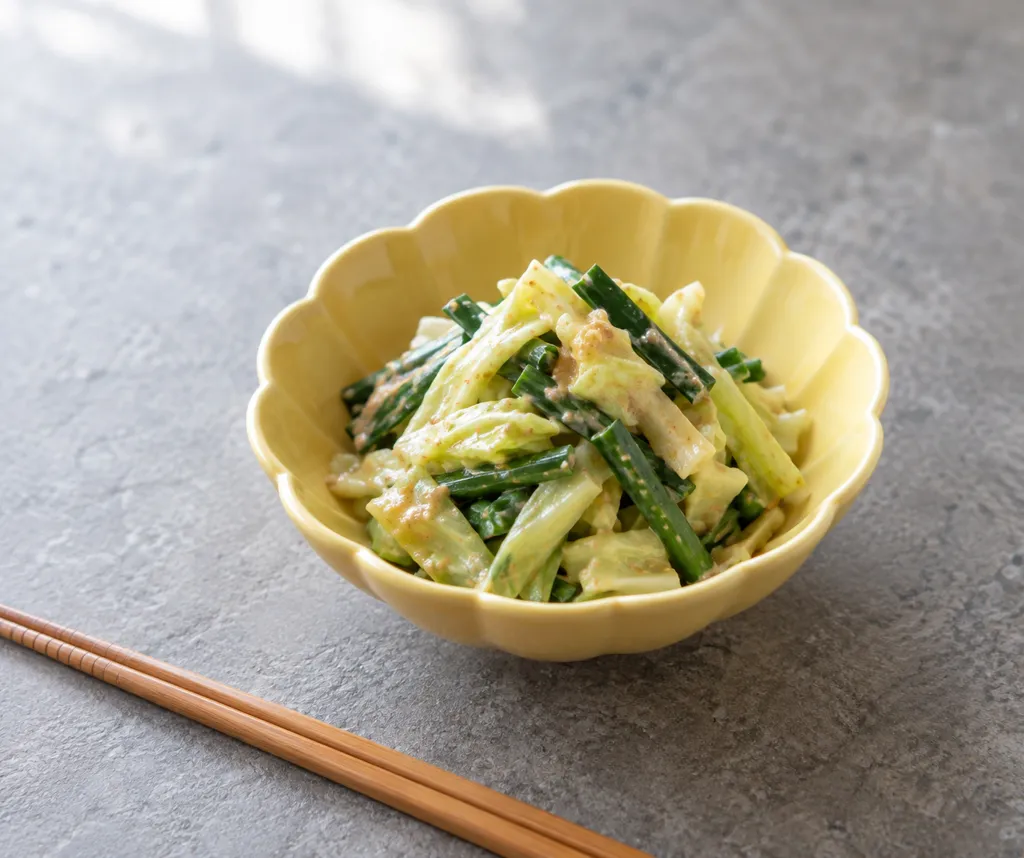 キャベツとニラの中華ごま味噌和えの完成イメージ