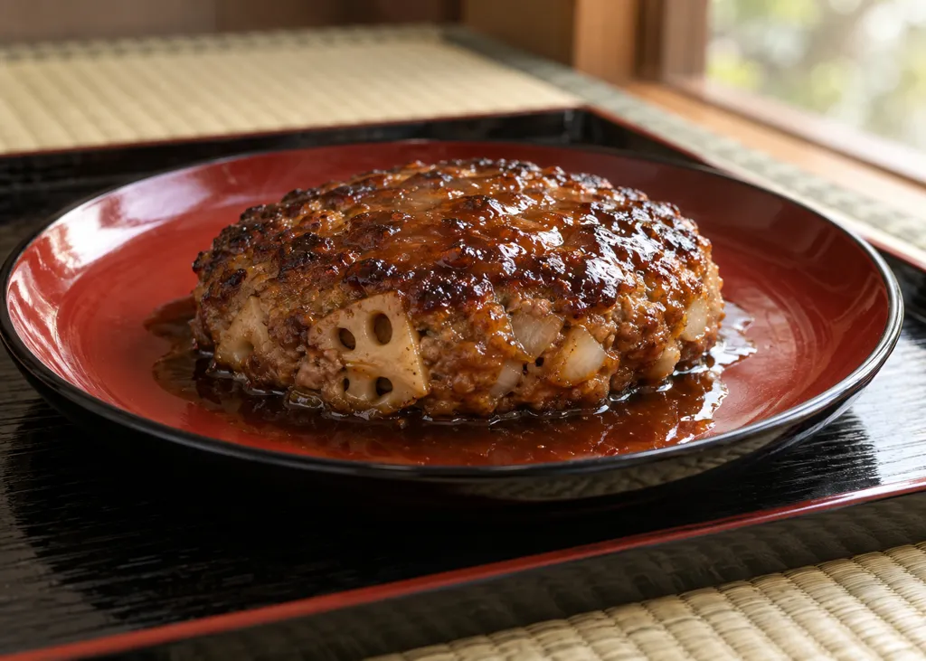 合いびき肉とれんこんの和風ハンバーグの完成イメージ