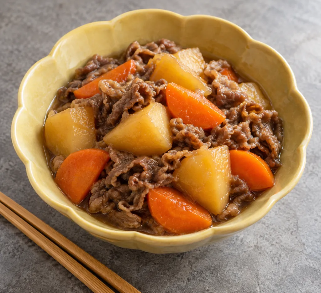 牛こま肉とにんじんの中華肉じゃがの完成イメージ
