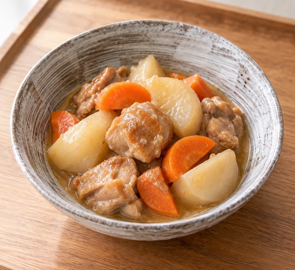 鶏もも肉とかぶの味噌煮の完成イメージ