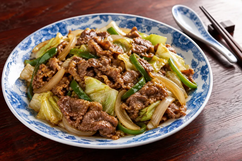 牛バラ肉とキャベツの炒めの完成イメージ