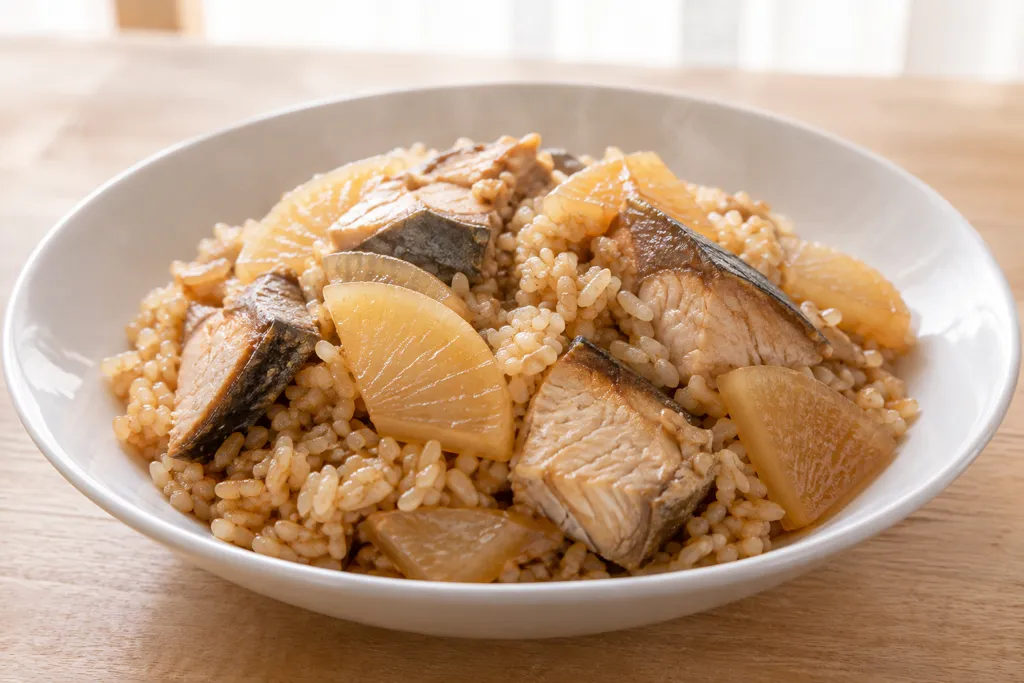 ぶりと大根の中華炊き込みご飯の完成イメージ