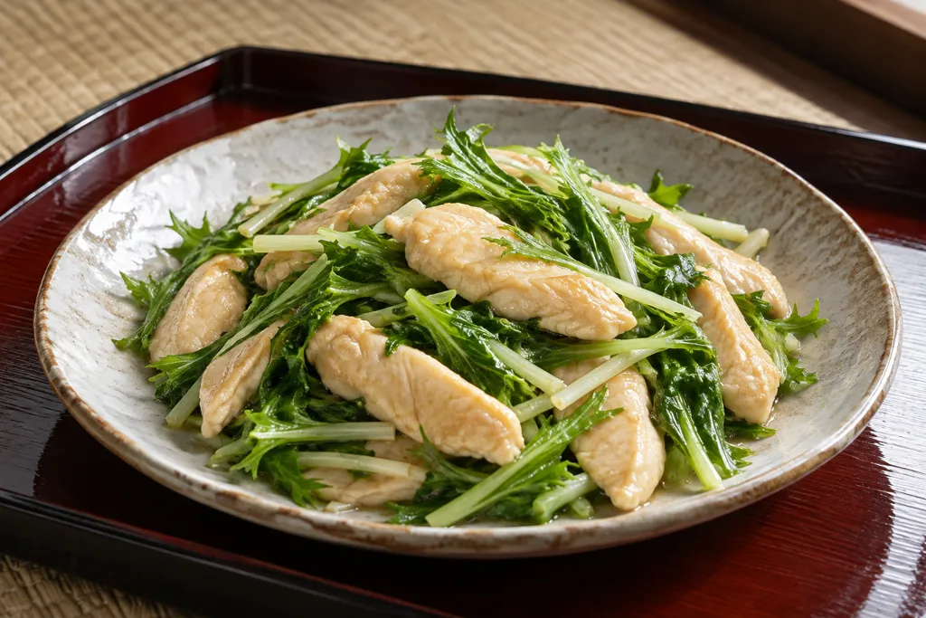 ささみと水菜の塩炒めの完成イメージ