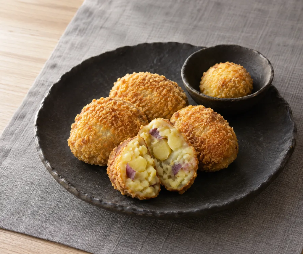 じゃがいもとさつまいもの焼きコロッケの完成イメージ
