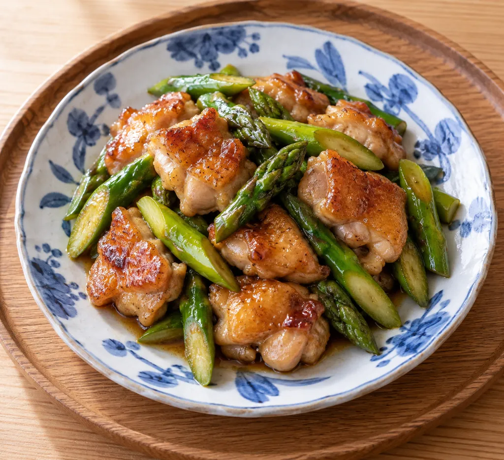 鶏もも肉とアスパラガスのレモン醤油焼きの完成イメージ