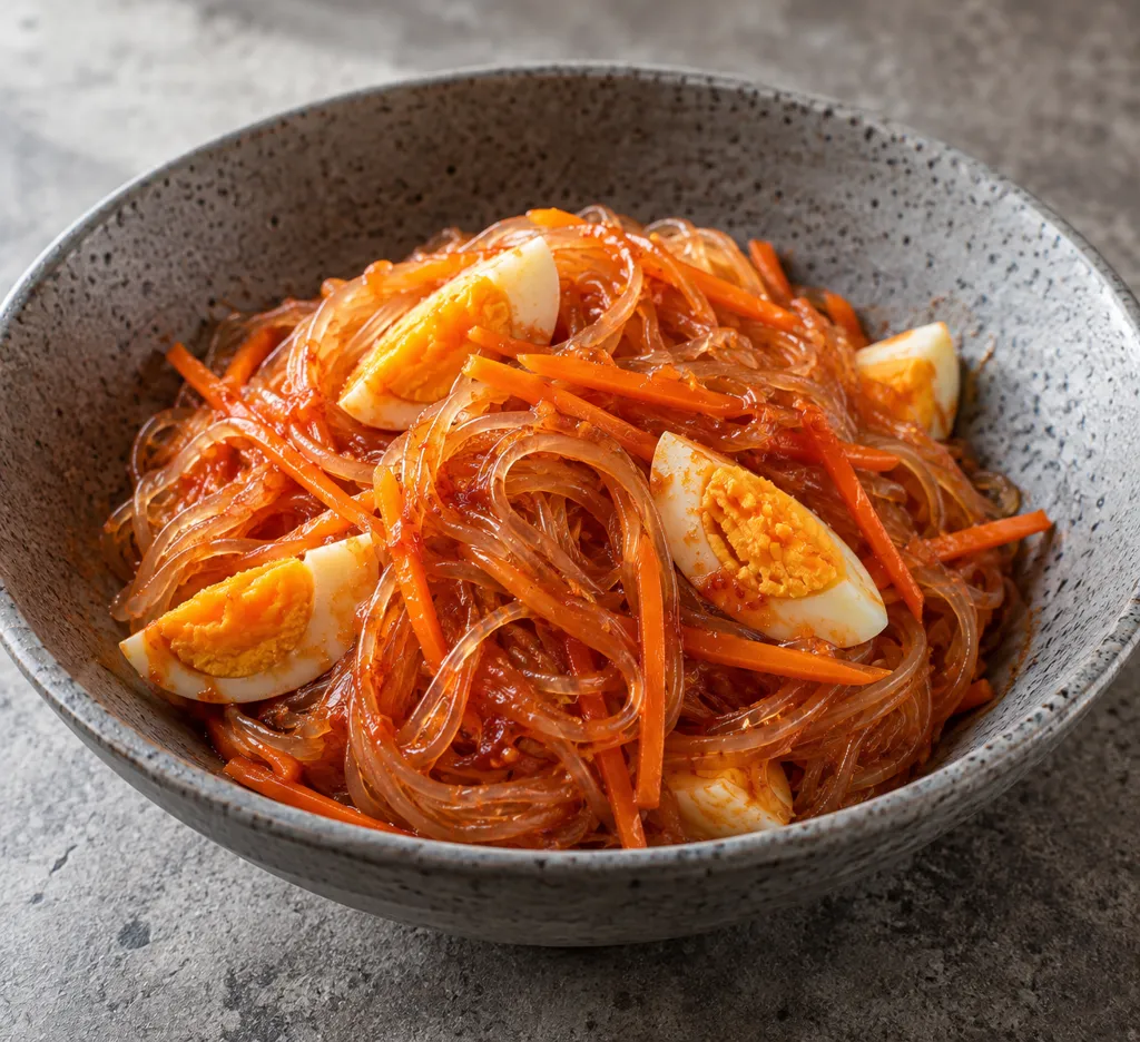 ゆで卵とにんじんの春雨ビビン麺の完成イメージ