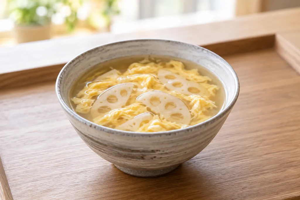れんこんのかきたま汁の完成イメージ