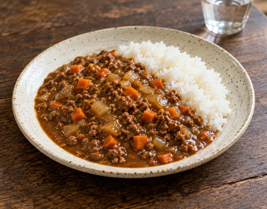 合いびき肉と玉ねぎの洋風カレーの完成イメージ
