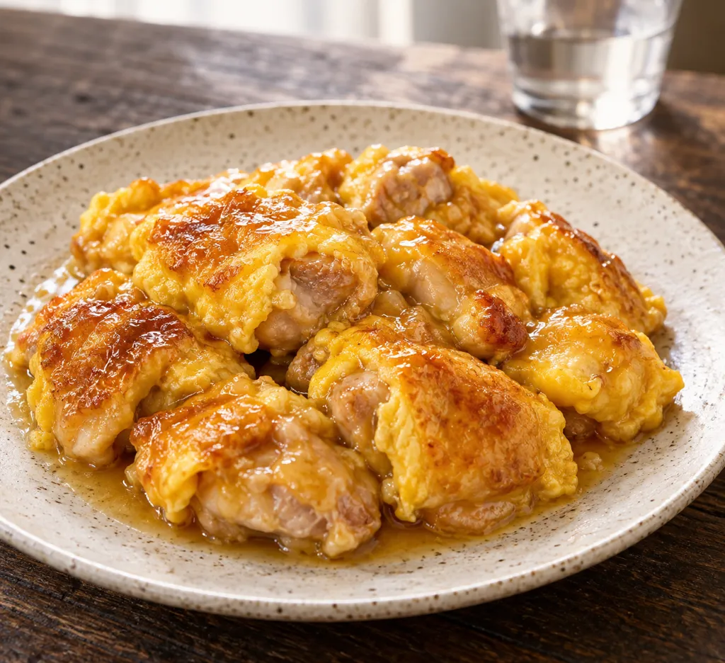 時短鶏もも肉と卵のレモン焼きの完成イメージ