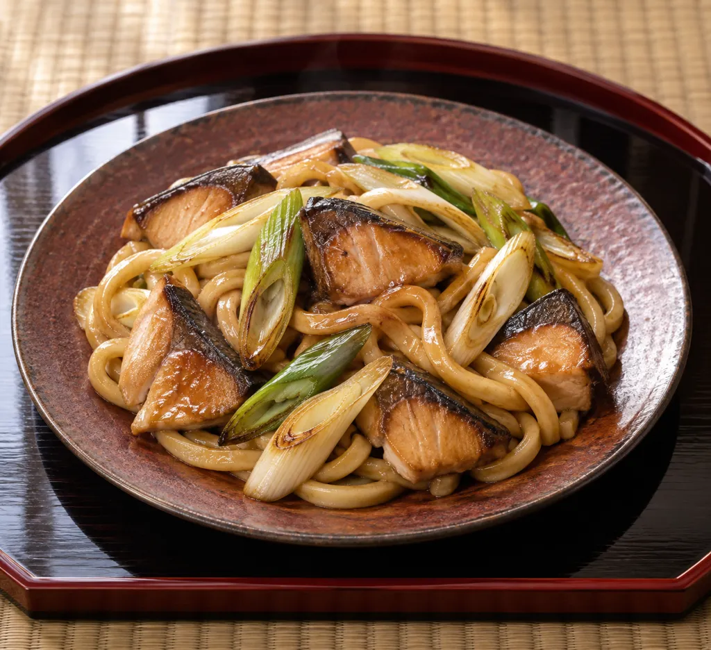 ぶりとねぎの和風焼きうどんの完成イメージ