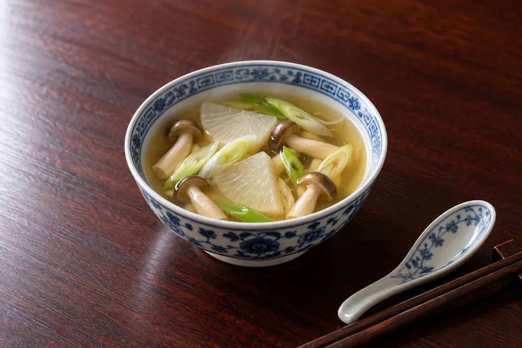 大根としめじの中華スープの完成イメージ