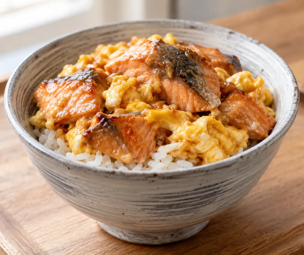 鮭と卵の丼の完成イメージ