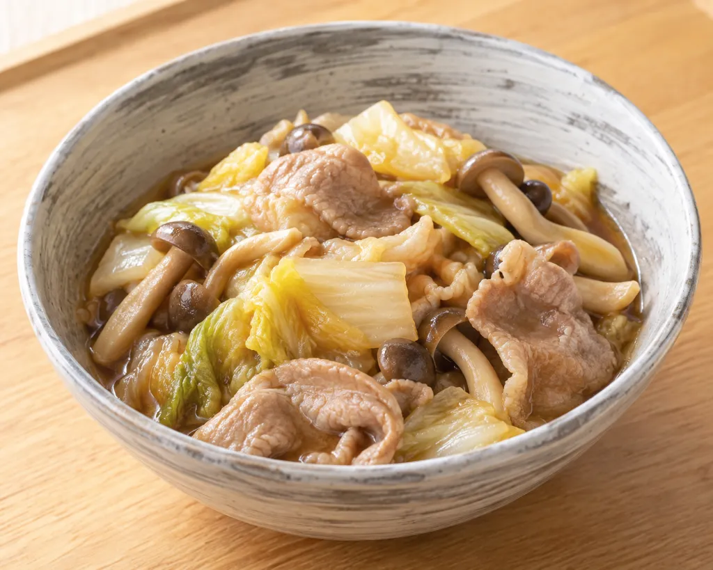 豚ロースと白菜のすき煮の完成イメージ
