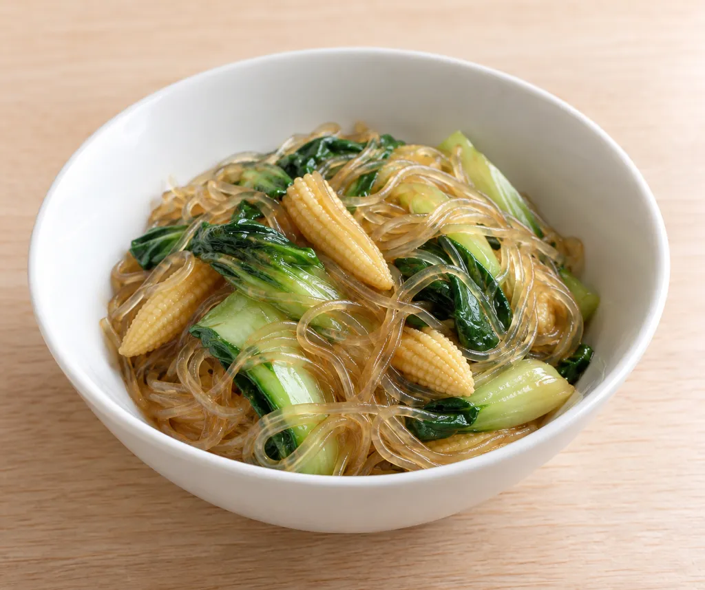 春雨とチンゲン菜の中華炒めの完成イメージ