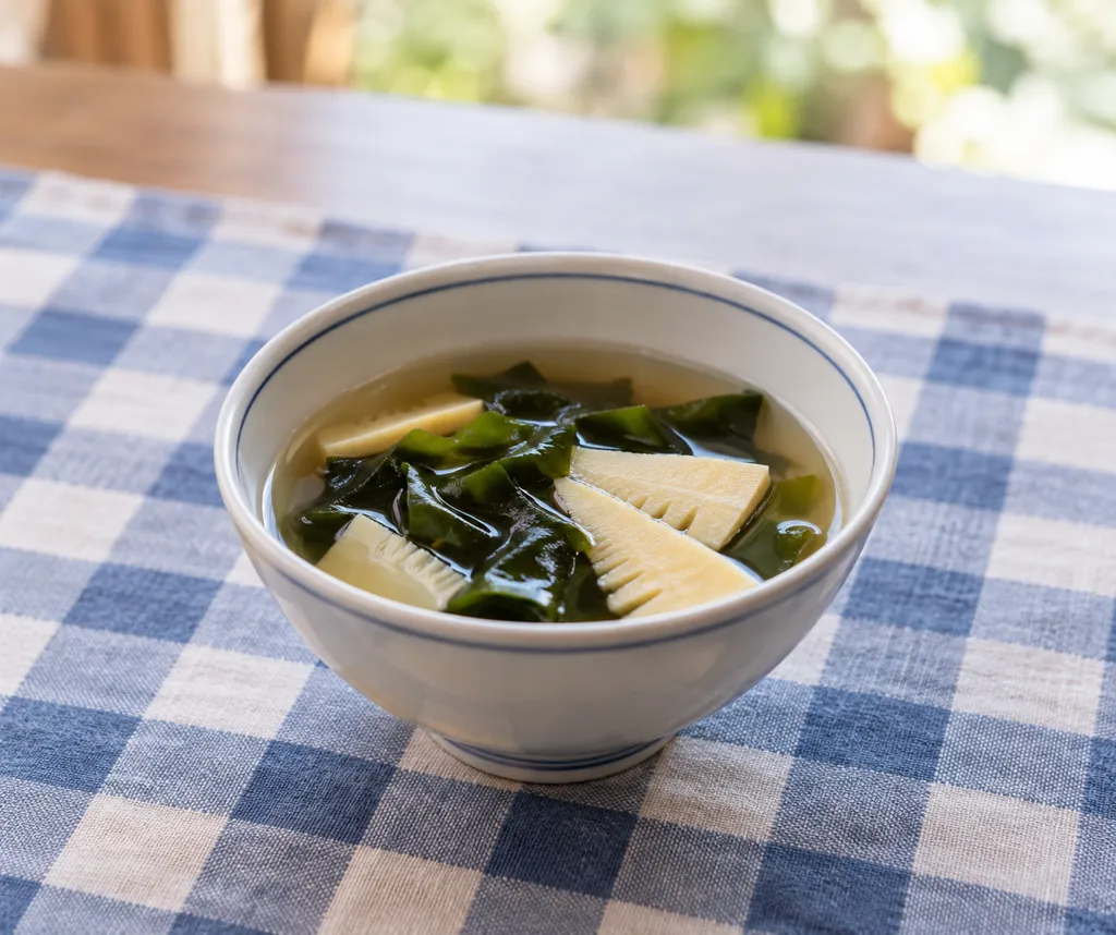 生わかめとたけのこのすましスープの完成イメージ