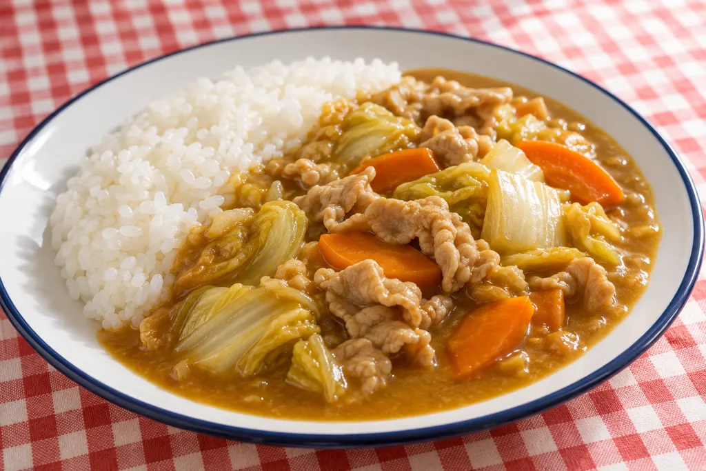豚こま肉と白菜のにんじんカレーの完成イメージ