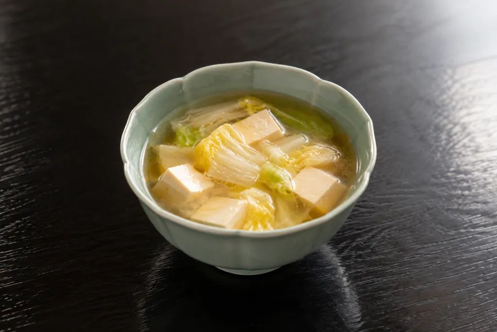 白菜と豆腐の塩味中華スープの完成イメージ