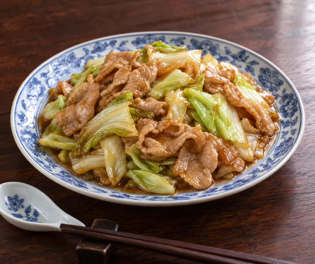 豚ロースとキャベツの甘辛炒め煮の完成イメージ