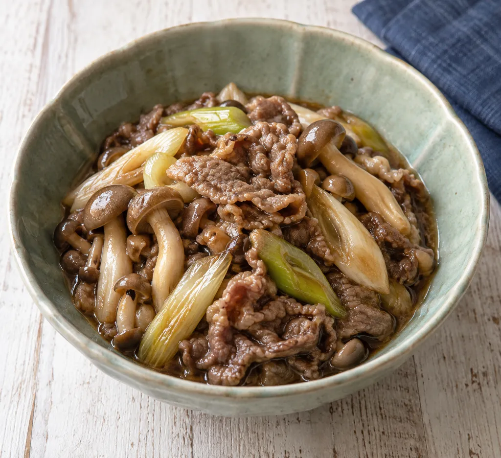 牛こま肉としめじのすき煮の完成イメージ