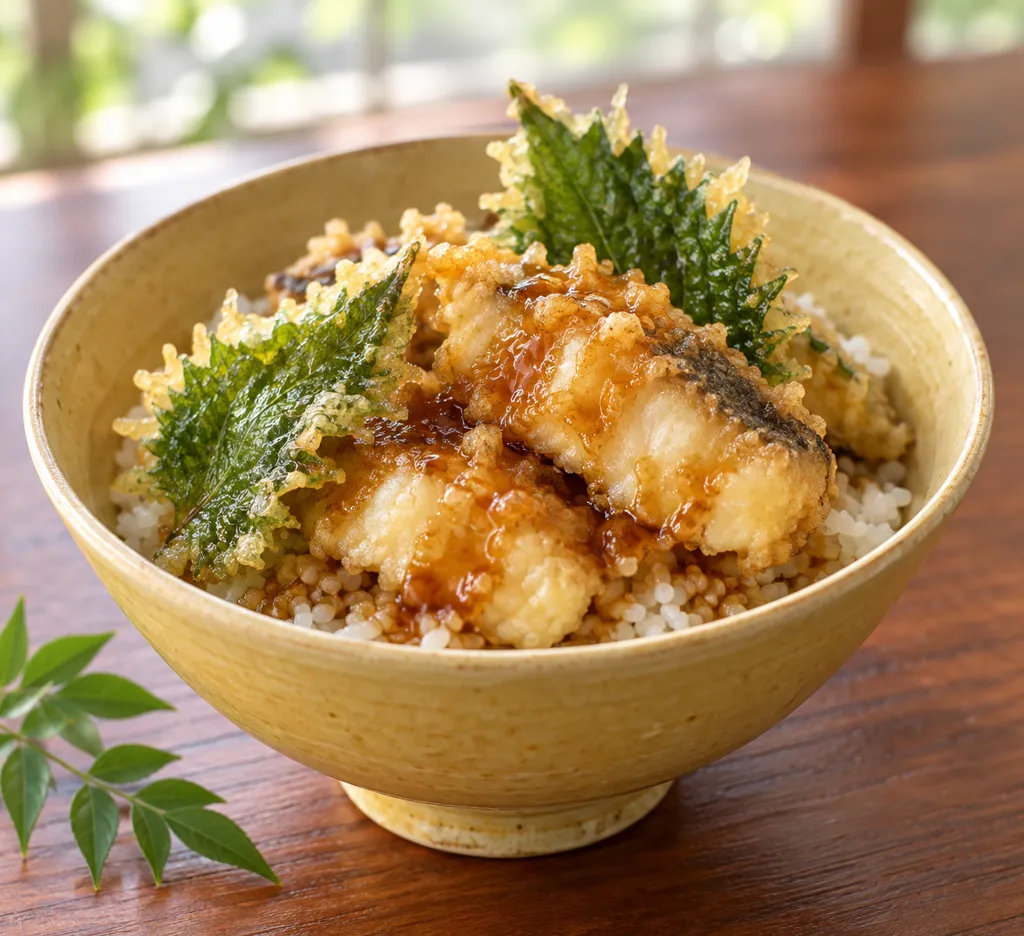 たらと大葉の天丼の完成イメージ