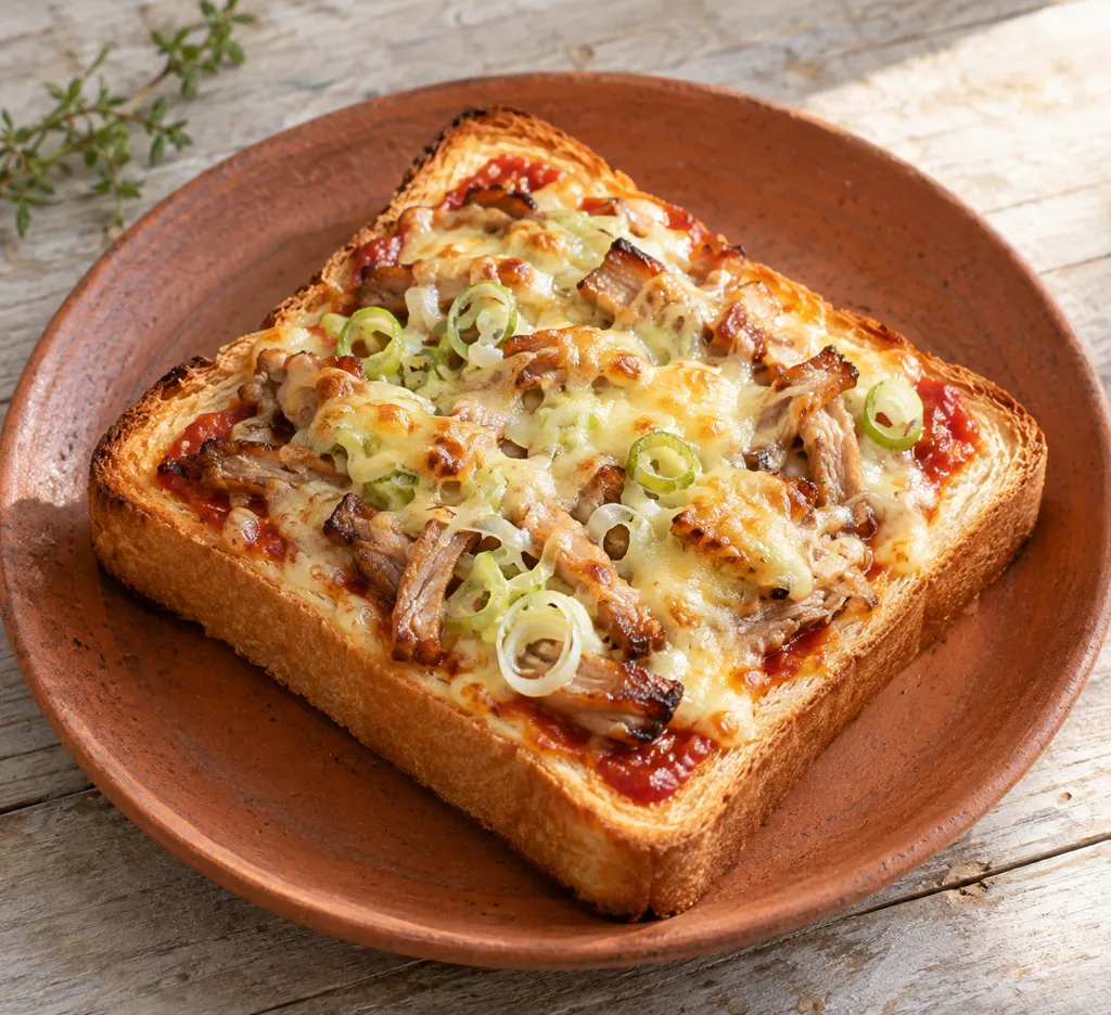 チャーシューとねぎのピザトーストの完成イメージ